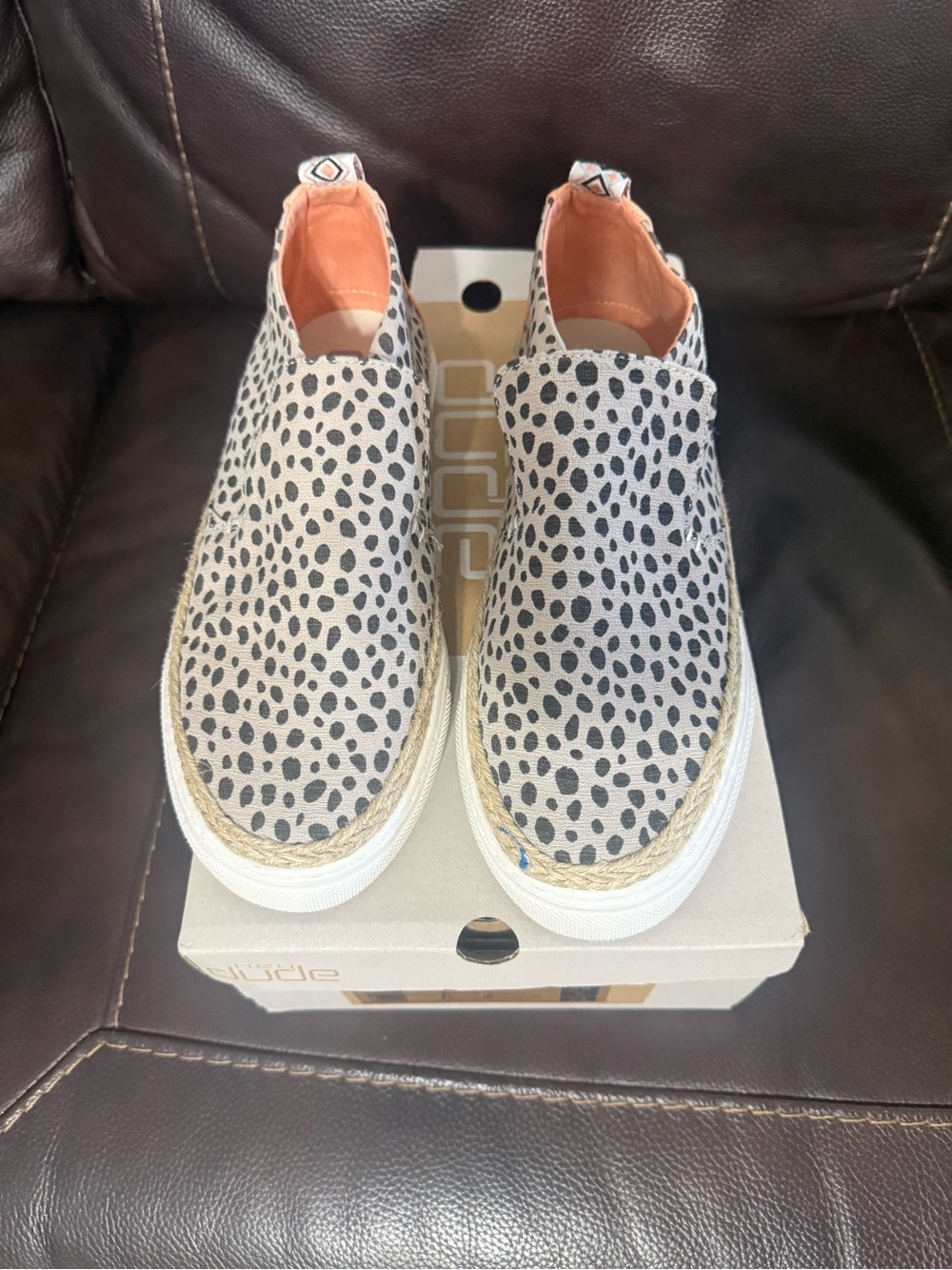 Hey Dude Women's Espadrille Slip-On - Black & Cream Leopard Print